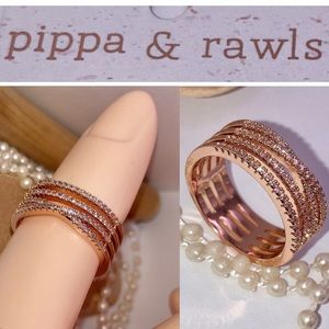 Pippa & Rawls 18kt Rose Gold Split Micro Pave Criss Cross Band Ring